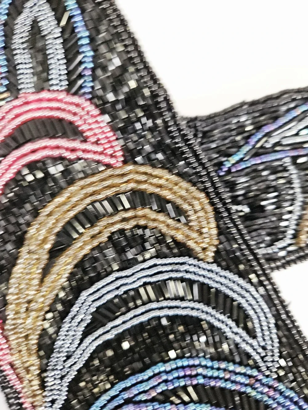 Vintage Cadaz Intricate Seed Beaded Peacock Feather Fold Over Statement Belt